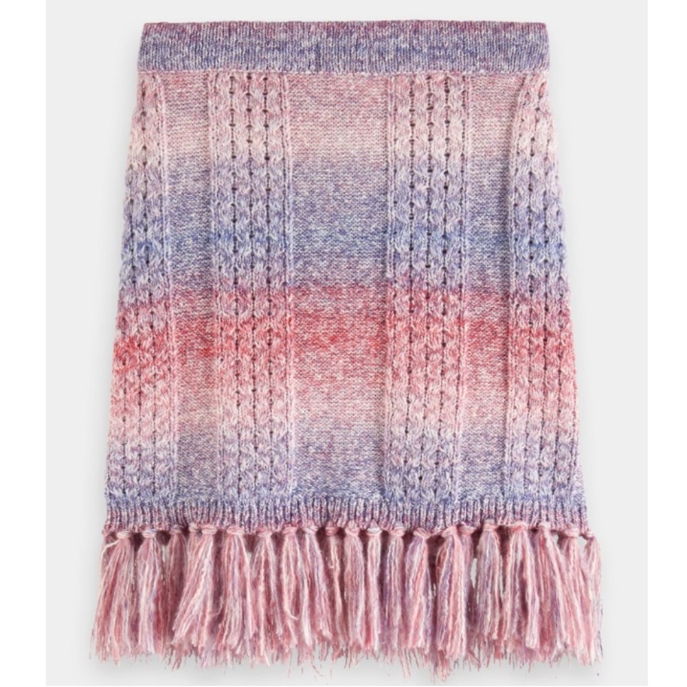 Scotch & Soda Space Dyed Knit Fringe Mini Skirt Tassel Hem NWT